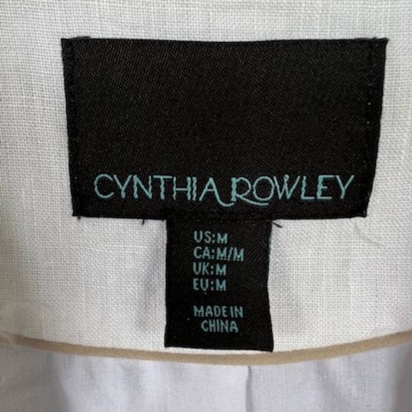 CYNTHIA ROWLEY WHITE LINEN JACKET SIZE MEDIUM - Picture 12 of 14